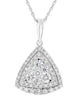 LARGE 1.02CT DIAMOND 18KT WHITE GOLD CLUSTER PAVE HALO TRILLION FLOATING PENDANT