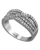 WIDE .71CT DIAMOND 18KT WHITE GOLD 3D MULTI ROW CRISS CROSS INFINITY LOVE RING