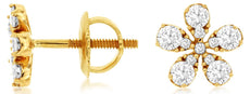 ESTATE .50CT DIAMOND 14KT YELLOW GOLD 3D CLASSIC FLOWER SCREWBACK STUD EARRINGS