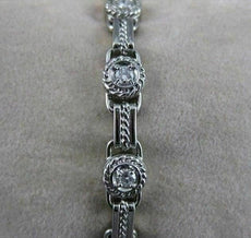 ANTIQUE 1CTW DIAMOND 14KT WHITE GOLD BEZEL ROPE FILIGREE BRACELET 6MM 7" #18775