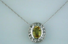 1.06CT DIAMOND & AAA YELLOW SAPPHIRE 14KT WHITE GOLD 3D HALO FLOATING PENDANT