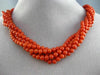 ESTATE LARGE AAA NATURAL CORAL 14KT YELLOW GOLD MULTI STRAND BEAD NECKLACE 25638