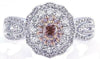 1.57CT WHITE & PINK DIAMOND 18K WHITE & ROSE GOLD CUSHION FLOWER ENGAGEMENT RING