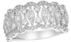 WIDE .85CT DIAMOND 14KT WHITE GOLD ROUND & MARQUISE SHAPE DOUBLE WAVE FUN RING