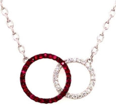 .46CT DIAMOND & AAA RUBY 18KT WHITE GOLD DOUBLE STAR CIRCLE OF LIFE FUN NECKLACE