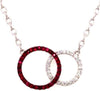 .46CT DIAMOND & AAA RUBY 18KT WHITE GOLD DOUBLE STAR CIRCLE OF LIFE FUN NECKLACE