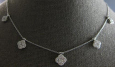 1.07CT DIAMOND 14KT WHITE GOLD ROUND FLOWER BY THE YARD CHANDELIER LOVE NECKLACE