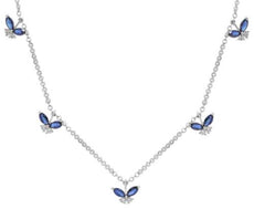 1.48CT DIAMOND & AAA SAPPHIRE 14K WHITE GOLD MARQUISE & ROUND BUTTERFLY NECKLACE