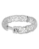 ESTATE LARGE .65CT DIAMOND 18KT WHITE GOLD 3D FILIGREE CUFF BANGLE BRACELET