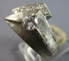 LARGE .37CT DIAMOND 14KT WHITE GOLD 3D MATTE & SHINY CRISS CROSS FUN MENS RING