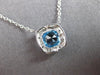 1.04CT DIAMOND & AAA BLUE TOPAZ 14KT WHITE GOLD 3D CUSHION & ROUND LOVE NECKLACE