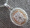 ESTATE .37CT DIAMOND 14KT 2 TONE GOLD CLUSTER OVAL DOUBLE HALO FLOATING PENDANT
