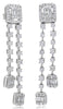 LARGE 2.09CT DIAMOND 18K WHITE GOLD ROUND & BAGUETTE BY THE YARD SQUARE EARRINGS