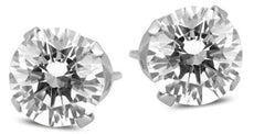 ESTATE 1.0CT DIAMOND 14KT WHITE GOLD 3D CLASSIC SOLITAIRE ROUND STUD EARRINGS