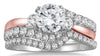 LARGE 1.5CT DIAMOND 14KT WHITE & ROSE GOLD 3D SWIRL ENGAGEMENT WEDDING RING SET