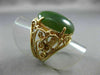 ANTIQUE LARGE AAA GREEN JADE 14KT YELLOW GOLD FILIGREE FLOWER FUN RING #19565