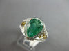3.08CT DIAMOND & AAA EMERALD 18KT 2 TONE GOLD PEAR SHAPE & ROUND ENGAGEMENT RING