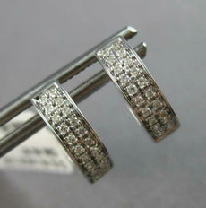 ESTATE .16CT DIAMOND 14KT WHITE GOLD 3D 2 ROW FILIGREE HUGGIE HANGING EARRINGS