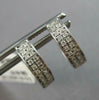ESTATE .16CT DIAMOND 14KT WHITE GOLD 3D 2 ROW FILIGREE HUGGIE HANGING EARRINGS