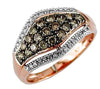 .65CT WHITE & CHOCOLATE FANCY DIAMOND 14KT WHITE & ROSE GOLD MULTI ROW FUN RING