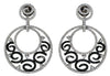 LARGE 3.3CT WHITE & BLACK DIAMOND 18KT WHITE GOLD FILIGREE CIRCULAR FUN EARRINGS