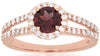 ESTATE 1.26CT DIAMOND & AAA RHODOLITE 14KT ROSE GOLD ROUND HALO ENGAGEMENT RING