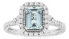 1.30CT DIAMOND & AAA AQUAMARINE 14KT WHITE GOLD 3D HALO FILIGREE ENGAGEMENT RING