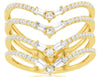 WIDE .79CT DIAMOND 14KT YELLOW GOLD ROUND & BAGUETTE MULTI ROW V SHAPE FUN RING