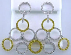 2.18CT WHITE & FANCY YELLOW DIAMOND 14KT 2 TONE GOLD MULTI CIRCULAR FUN EARRINGS