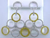 2.18CT WHITE & FANCY YELLOW DIAMOND 14KT 2 TONE GOLD MULTI CIRCULAR FUN EARRINGS