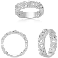 .29CT DIAMOND 14KT WHITE GOLD 3D ROUND MULTI LEAF OPEN FILIGREE ANNIVERSARY RING