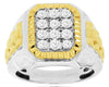 ESTATE 1.0CT DIAMOND 14KT WHITE AND YELLOW GOLD 3D CLUSTER SQUARE MENS RING