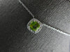 1.04CT DIAMOND & AAA PERIDOT 14K WHITE GOLD CUSHION & ROUND SQUARE HALO NECKLACE