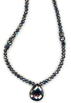 45.23CT BLACK DIAMOND 14KT WHITE GOLD 3D TEAR DROP MULTI SHAPE TENNIS NECKLACE