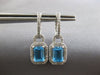 2.38 DIAMOND & AAA BLUE TOPAZ 14K WHITE GOLD EMERALD CUT & ROUND EARRINGS #28159
