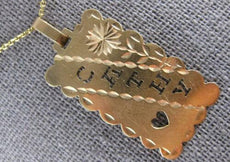 14KT YELLOW GOLD HANDCRAFTED DIAGONAL CATHY HEART LOVE FLOATING PENDANT #27455