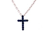 ESTATE .47CT AAA SAPPHIRE 18KT WHITE GOLD 3D CLASSIC CROSS FLOATING PENDANT