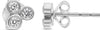 .16CT DIAMOND 14KT WHITE GOLD 3D ROUND 3 STONE BEZEL ETOILE FLORAL STUD EARRINGS