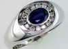 1.30CT DIAMOND & AAA SAPPHIRE 14KT WHITE GOLD 3D OVAL CHANNEL BEZEL MENS RING