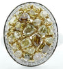 LARGE 3.48CT MULTI COLOR DIAMOND 18KT 2 TONE GOLD 3D MULTI SHAPE OVAL FUN RING