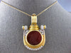ANTIQUE LARGE DIAMOND & AAA SAPPHIRE 18K 2 TONE GOLD 3D CORNELIAN PENDANT 28157