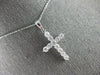 ESTATE 1.03CT DIAMOND 14KT WHITE GOLD 3D CLASSIC ROUND CROSS FLOATING PENDANT