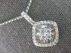 ESTATE 1CT DIAMOND 18K WHITE GOLD ROUND & BAGUETTE CLUSTER FUN FLOATING PENDANT