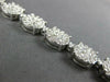 ESTATE LARGE 4.15CT DIAMOND 18K WHITE GOLD ROUND CLUSTER CLASSIC TENNIS BRACELET