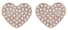 ESTATE .25CT DIAMOND 14KT ROSE GOLD CLASSIC ROUND PAVE HEART SHAPE STUD EARRINGS