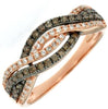 .43CT WHITE & CHOCOLATE FANCY DIAMOND 14KT ROSE GOLD 3D 2 ROW INFINITY LOVE RING