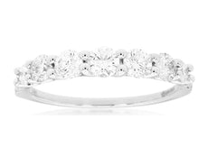 1.0CT DIAMOND 14KT WHITE GOLD 3D CLASSIC 7 STONE SHARED PRONG ANNIVERSARY RING