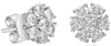 ESTATE LARGE 1.46CT DIAMOND 14KT WHITE GOLD 3D CLASSIC FLOWER STUD EARRINGS