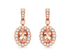 1.13CT DIAMOND & AAA MORGANITE 14KT ROSE GOLD 3D OVAL & ROUND HANGING EARRINGS