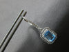 1.87CT DIAMOND & AAA BLUE TOPAZ 14KT WHITE GOLD HALO LEVERBACK HANGING EARRINGS